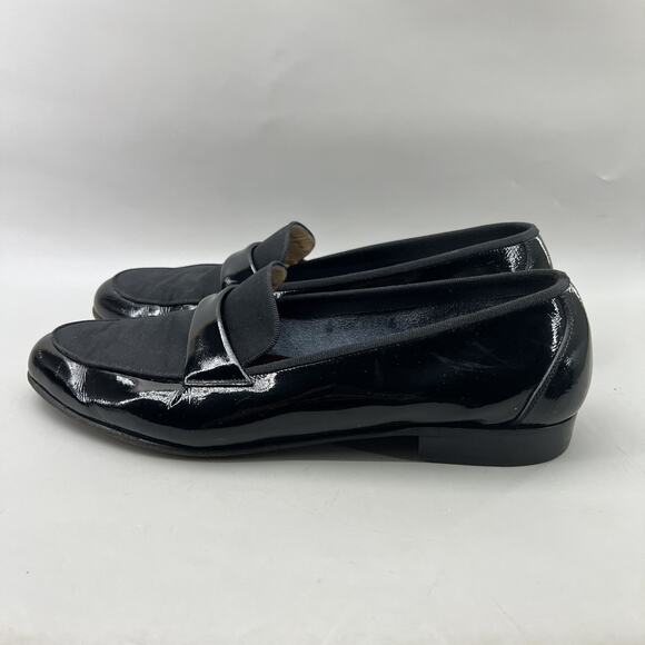 Salvatore Ferragamo Tuxedo Low Shoes Men Size 12 D Black Patent Leather Loafers - Picture 1 of 9